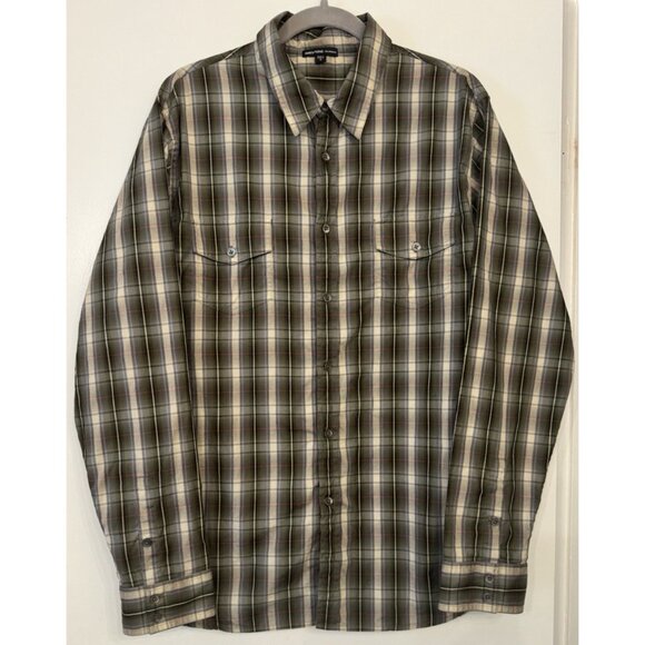 James Perse Men 3 Large Long sleeve Button Up Green Blue Plaid Work Shirt - Picture 1 of 9